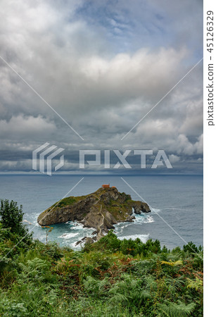 San Juan de Gaztelugatxe Church vertical panorama San Juan de Gaztelugatxe Church vertical panorama 45126329