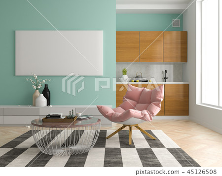 Interior modern design room 3D illustration Interior modern design room 3D illustration 45126508