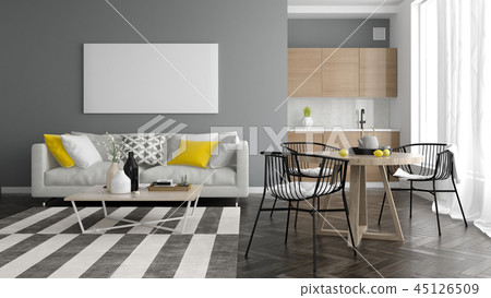 Interior modern design room 3D illustration Interior modern design room 3D illustration 45126509