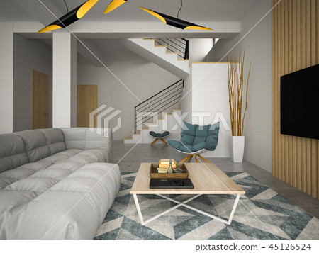 Interior modern design room 3D illustration Interior modern design room 3D illustration 45126524