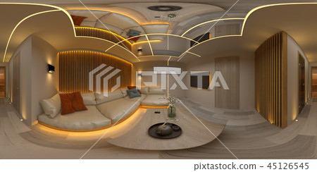 Spherical 360 panorama projection Interior room Spherical 360 panorama projection Interior room 45126545