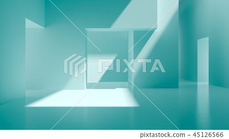 Interior blue abstract empty room 3D rendering Interior blue abstract empty room 3D rendering 45126566
