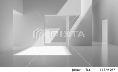 Interior white abstract empty room 3D rendering Interior white abstract empty room 3D rendering 45126567