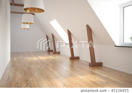 Interior empty room 3D rendering Interior empty room 3D rendering 45126855