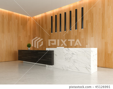 Interior of a lobby hotel reception 3D Interior of a lobby hotel reception 3D 45126991