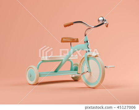 Blue bicycle on pink background 3D illustration 45127006