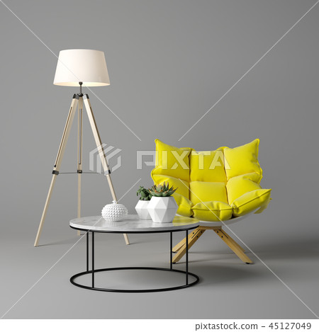 Interior of modern living room with armchair 45127049