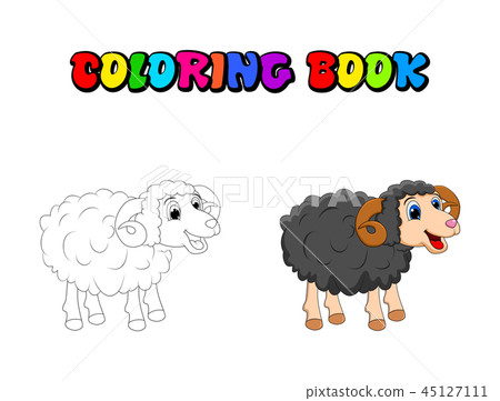 cartoon coloring book ram design isolated on white 45127111