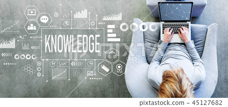 Knowledge with man using a laptop Knowledge with man using a laptop 45127682