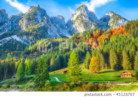 Beautiful view of idyllic colorful autumn scenery Beautiful view of idyllic colorful autumn scenery 45128707