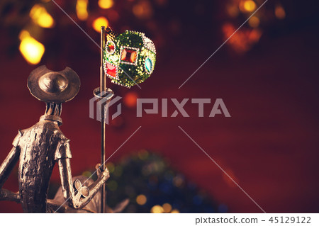 metal knight figure new year toy ball gold bokeh 45129122