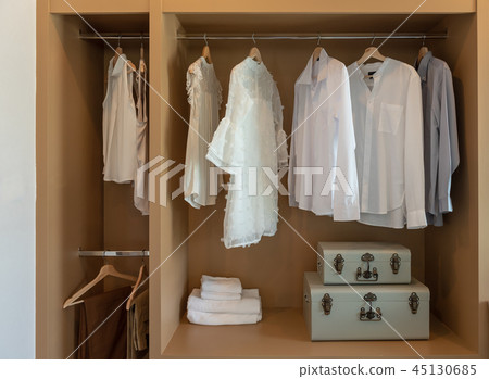 modern closet with clothes modern closet with clothes 45130685