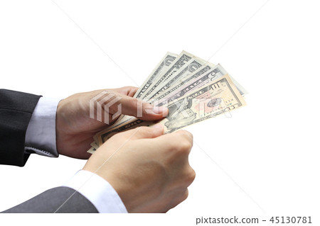 Hand holding Pay the US dollar Hand holding Pay the US dollar 45130781