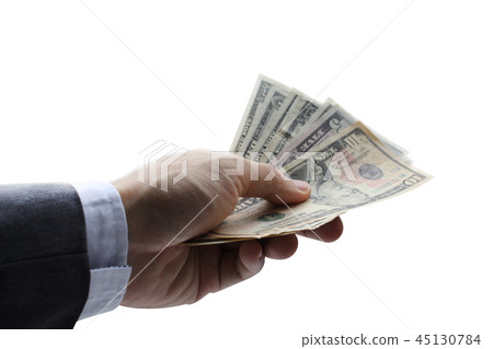 Hand holding Pay the US dollar Hand holding Pay the US dollar 45130784