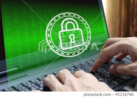 Businessman hand use laptop computer Businessman hand use laptop computer 45130786