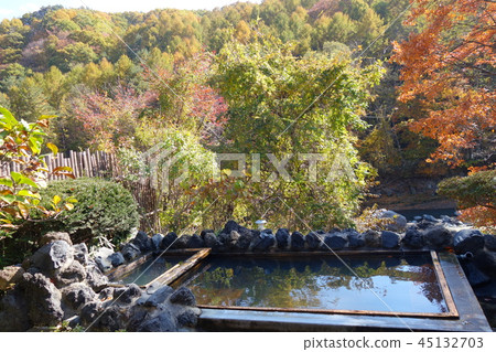 Autumn half-made hot spring open-air bath Autumn half-made hot spring open-air bath 45132703