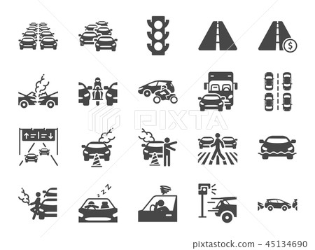 Traffic jam icon set. 45134690