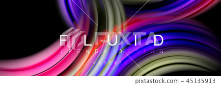 Mixing color waves on black, liquid flowing shapes 45135913