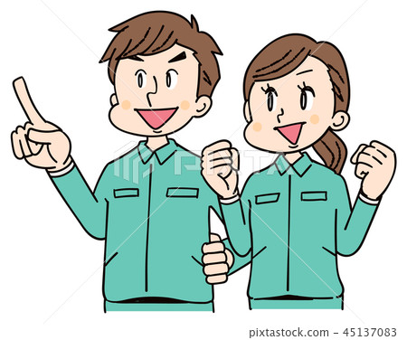 Men and women group wearing work clothes 45137083