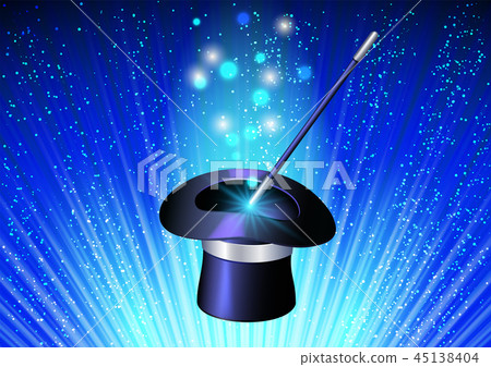 Conjurer hat with magic wand 45138404