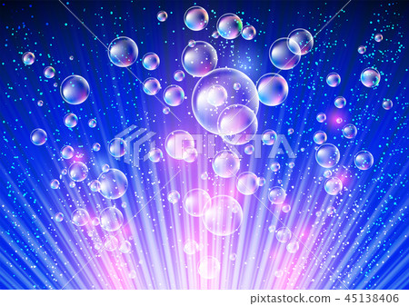 Sparkling background with glowing rays and bubbles 45138406