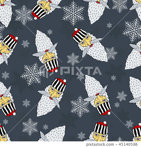 Christmas pattern of heads of the prison Santa 45140586