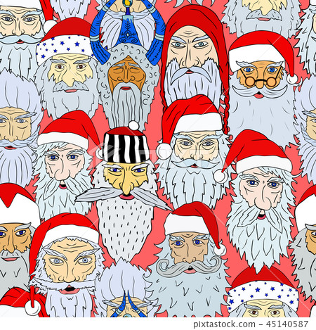 Seamless Christmas pattern of Santa Claus heads 45140587