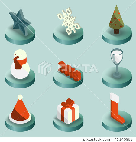 Christmas color isometric icons Christmas color isometric icons 45140893