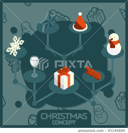 Christmas color concept isometric icons Christmas color concept isometric icons 45140894
