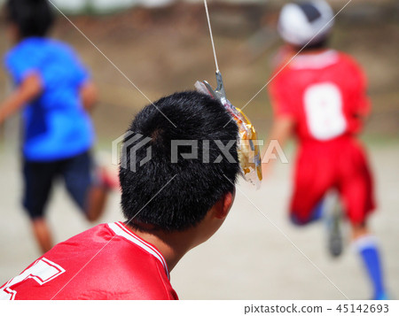 Bread eating competition of athletic meet 45142693