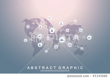 Social media network and marketing concept on World Map background. Global business concept and Social media network and marketing concept on World Map background. Global business concept and 45143080