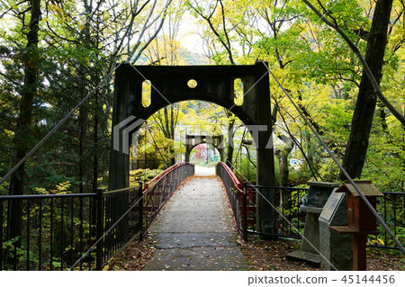 上京湯溫泉人行道上門橋秋天上田市 45144456