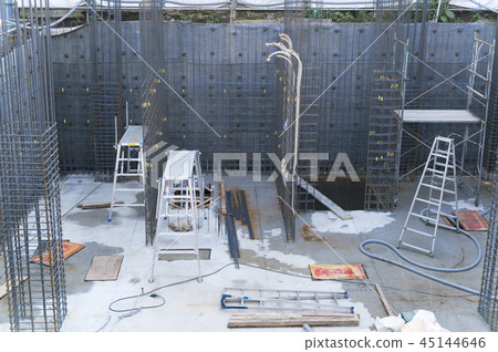 RC construction Narrow building apartment foundation work underground part RC construction Narrow building apartment foundation work underground part 45144646