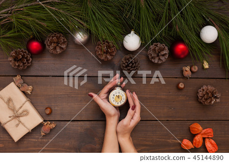 Christmas background new year winter tree gifts nuts bumps hands Christmas background new year winter tree gifts nuts bumps hands 45144890