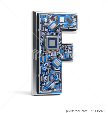 Letter F. Alphabet in circuit board style. Letter F. Alphabet in circuit board style. 45145926