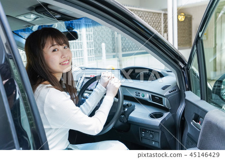 Japanese woman driving a car 45146429
