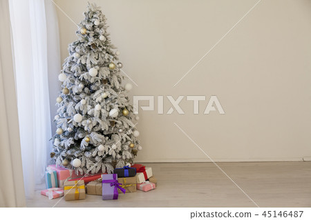 Christmas tree in the snow in new year winter Christmas tree in the snow in new year winter 45146487