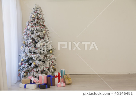 Winter new year Christmas tree with gifts Winter new year Christmas tree with gifts 45146491