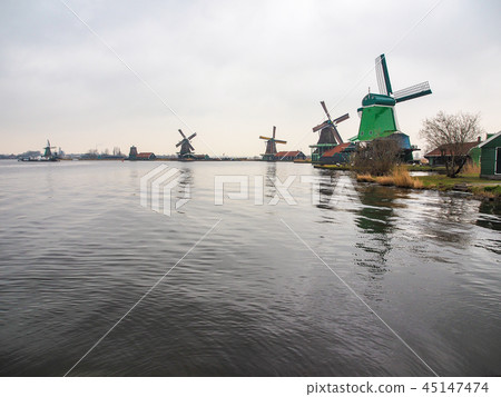 Historic windmills at Zaanse Schans Historic windmills at Zaanse Schans 45147474