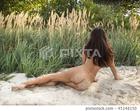 Nude sexy attractive adult woman outdoors on the nature 45148150