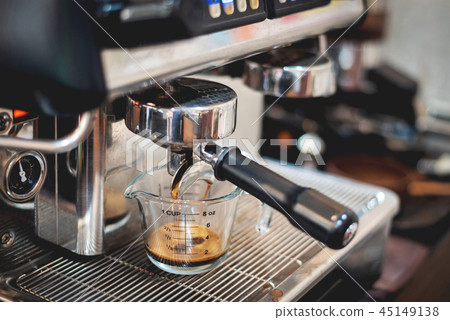Barista preparing to make coffee in coffee shop 45149138