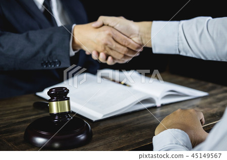 Congratulation and collaboration concept, Shaking hands after go 45149567