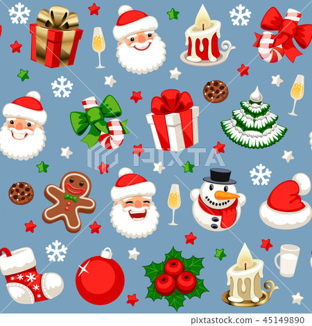 Christmas Seamless Pattern on Blue Christmas Seamless Pattern on Blue 45149890