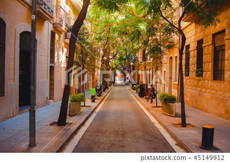 The shady street of Barcelona. The shady street of Barcelona. 45149912