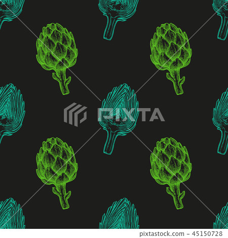 Seamless pattern with artichoke. 45150728