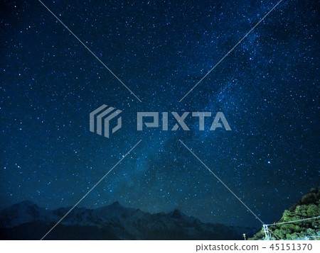 雲南，中國，Tokuan Umeri雪山，滿天星空/星空上空的梅里山 45151370