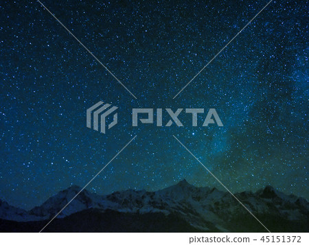 Yunnan, China, Tokuan Umeri Snow Mountain, full starry sky / starry skies over Mt. Meili 45151372