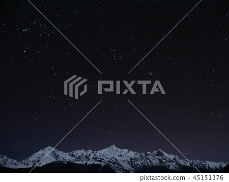 Meinan Snow Mountain and the Starry Sky at night, Yunnan, China / night sky over Mt. Meili 45151376