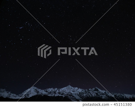 Meinan Snow Mountain and the Starry Sky at night, Yunnan, China / night sky over Mt. Meili 45151380