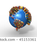 World Population, Globe with people, South America 45153361